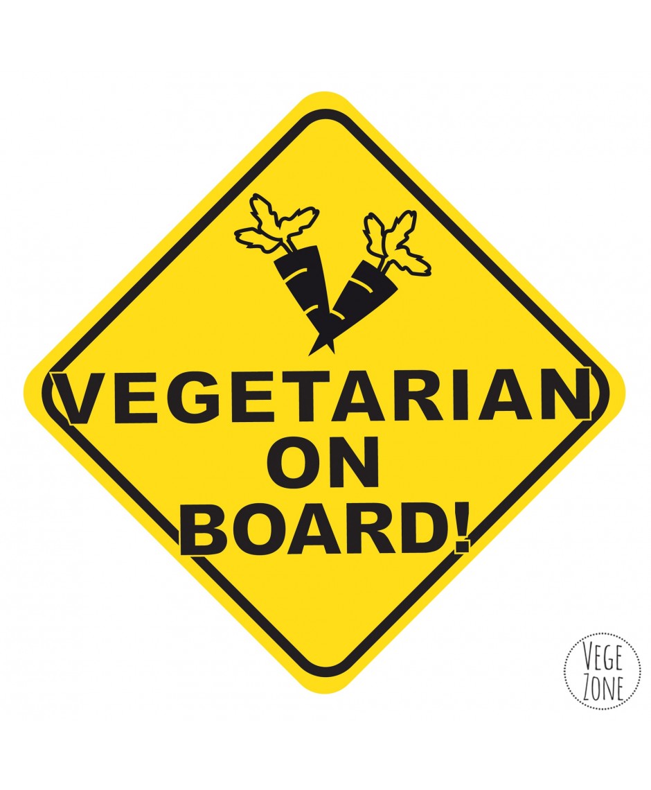 Naklejka samochodowa - Vegetarian on Board (z marchewkami)