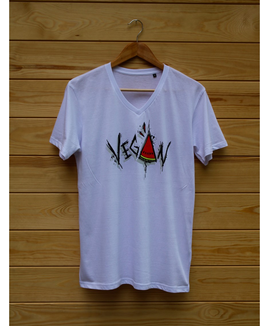 Męski t-shirt Organic VEGAN ARBUZ kolor biały