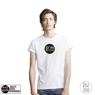 Koszulka męska organiczna biała, rolowane rękawy - Hello, I'm Vegan! - Roll Sleeve T - Mantis 